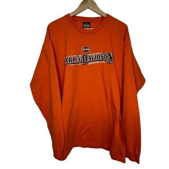 HARLEY-DAVIDSON Motorcycles Faribault MN Orange Long Sleeve Tshirt Size XL - Picture 3 of 13